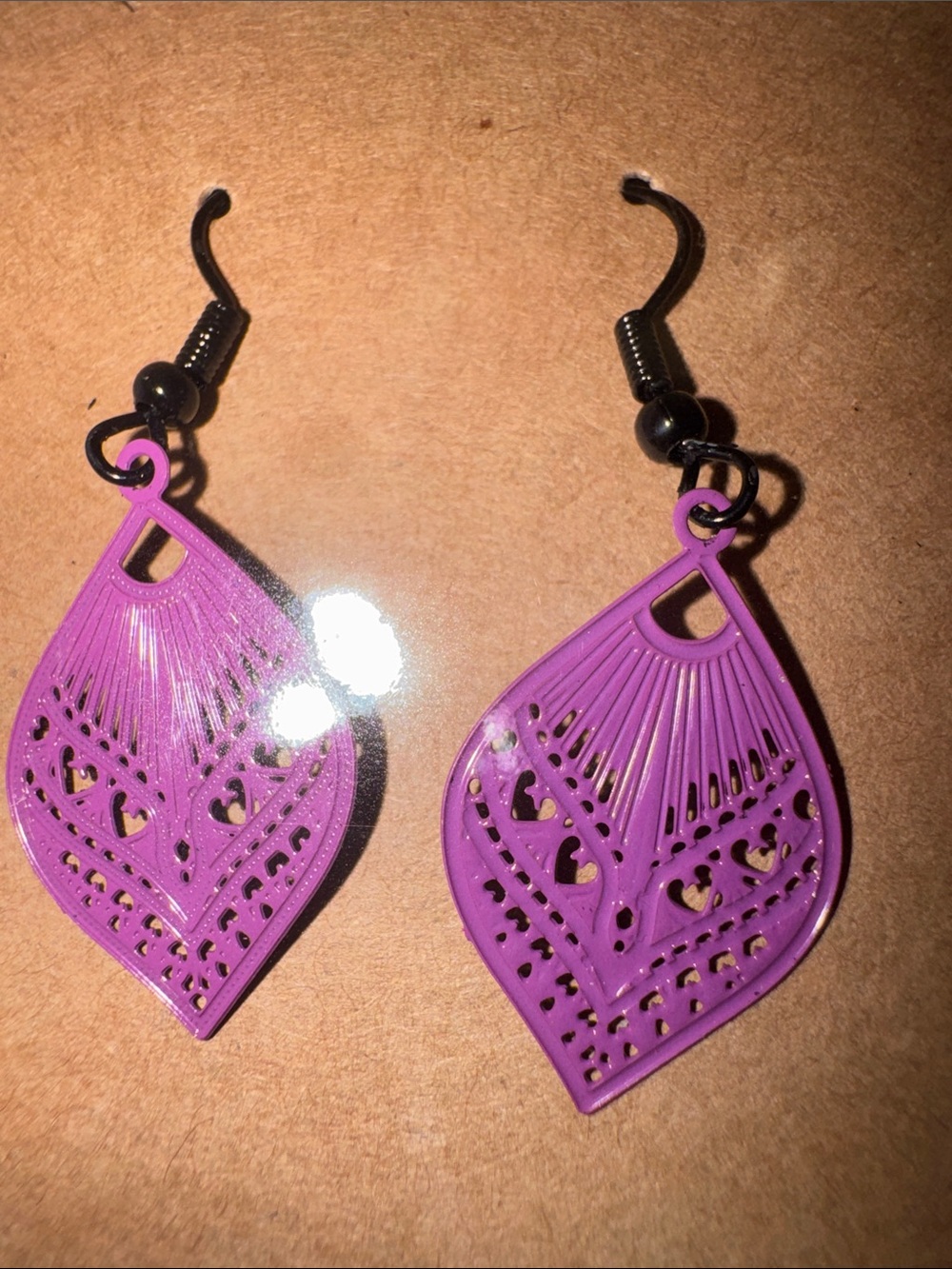 Lightweight Purple Filigree Teardrop Earrings for Women